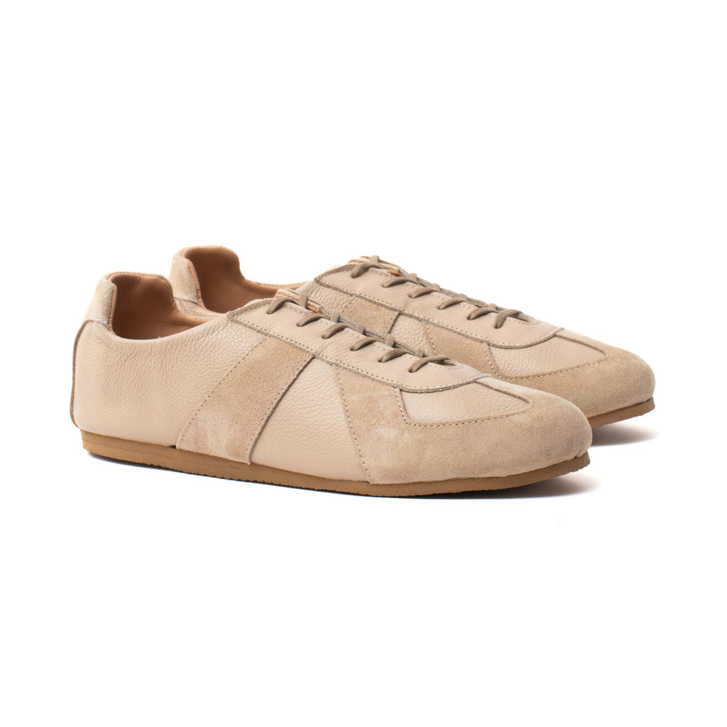 The Torino Sneaker – Handcrafted Beige Leather & Suede Sneakers
