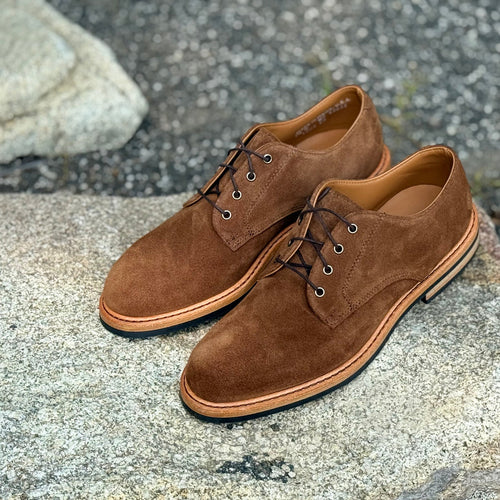 Elvario Camden Derby – Handmade Snuff Suede Leather Shoes