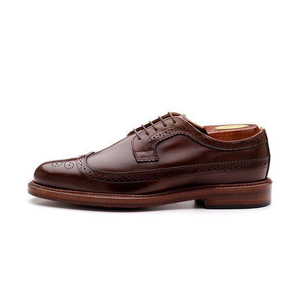 Elvario Chandler Longwing – Handmade Dark Brown Calf Leather Shoes
