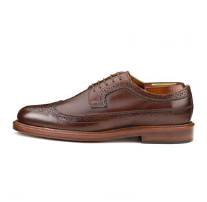 Elvario Chandler Longwing – Handmade Dark Brown Calf Leather Shoes