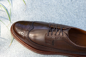 Elvario Chandler Longwing – Handmade Dark Brown Calf Leather Shoes
