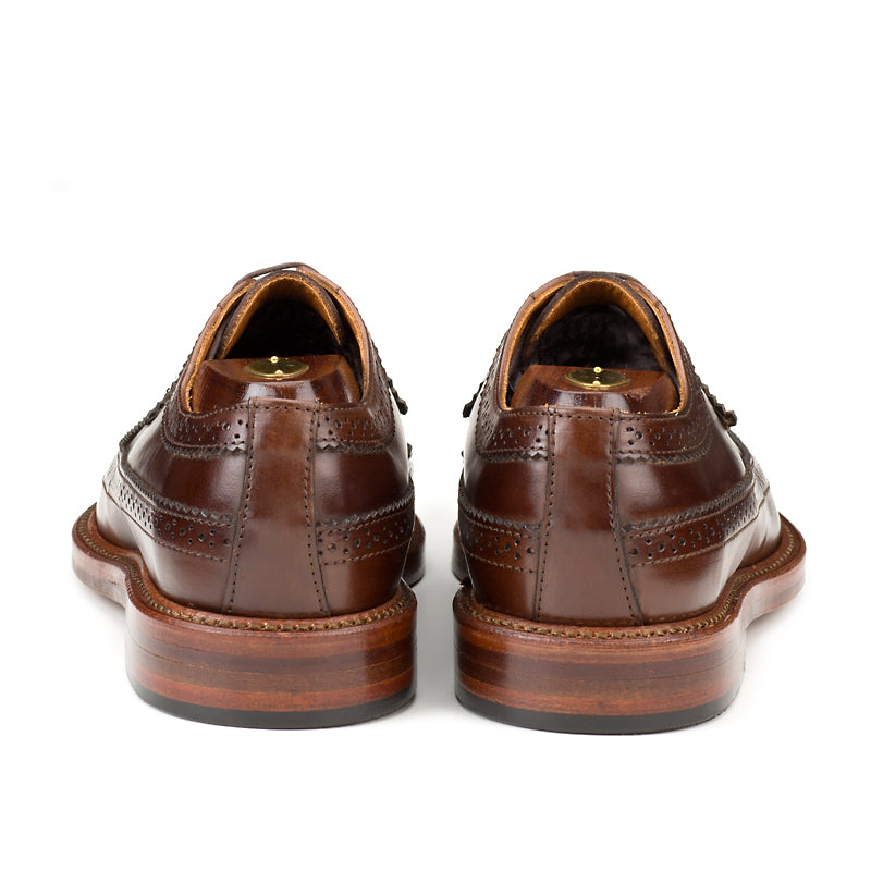 Elvario Chandler Longwing – Handmade Dark Brown Calf Leather Shoes