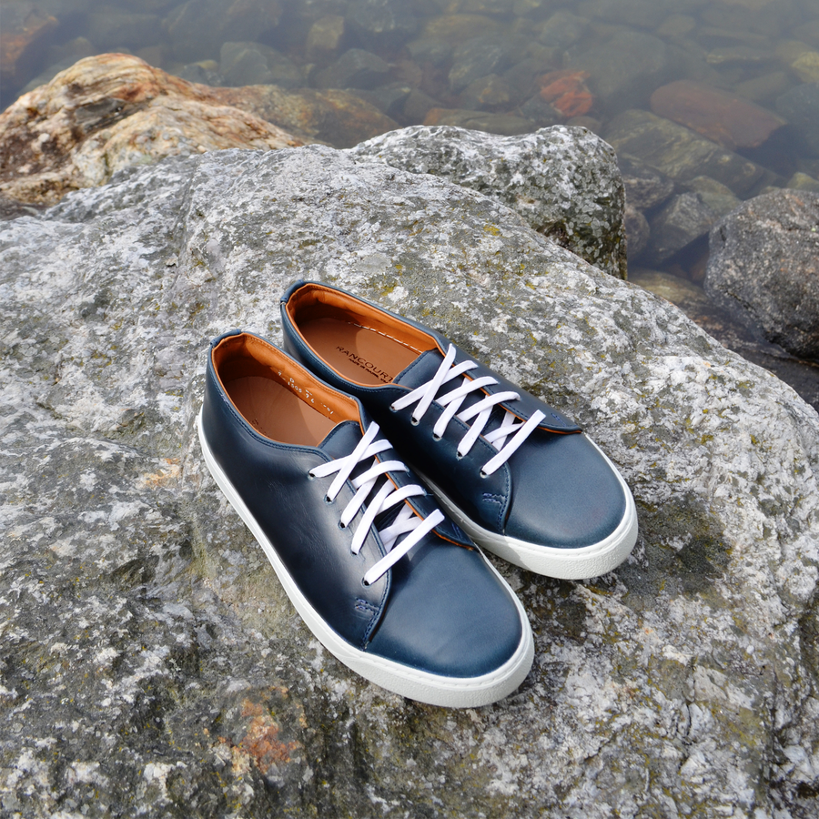 Elvario Court Classic 2.0 Low – Handmade Leather Sneakers for Men | Parisian Blue