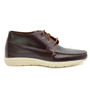 Elvario Handmade Genuine Leather Boat Shoes – Chestnut Brown Casual Lace-Up Loafers