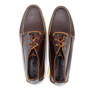 Elvario Handmade Genuine Leather Boat Shoes – Chestnut Brown Casual Lace-Up Loafers