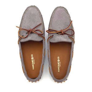Elvario Handmade Suede Driving Moccasins – Gray Leather Slip-On Loafers for Men