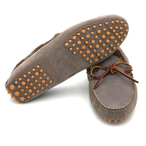 Elvario Handmade Suede Driving Moccasins – Gray Leather Slip-On Loafers for Men